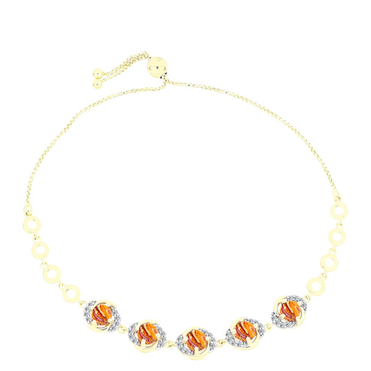 Goldplattiertes Silberarmband mit Löwenpfoten-Jaspis und weißem Topas