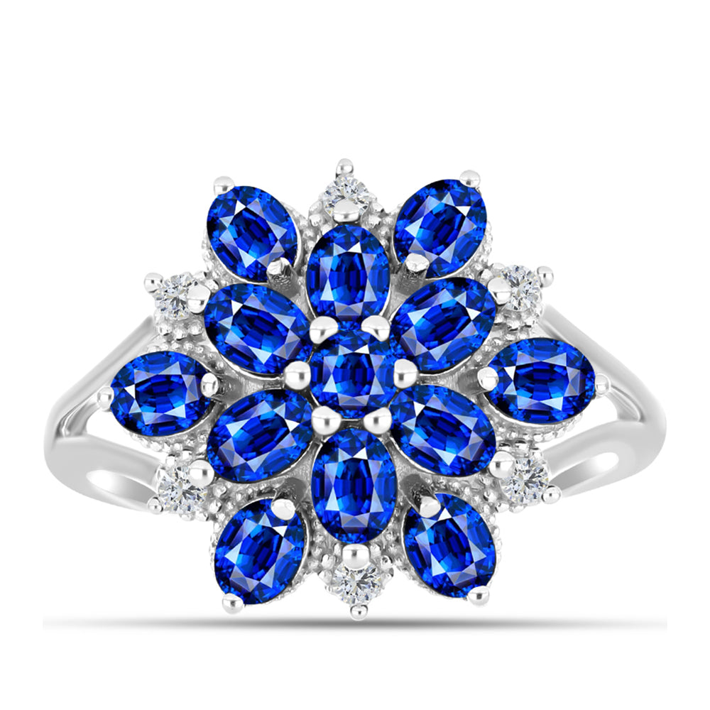 Silberring mit australischem blauem Saphir und weißem Topas 1 