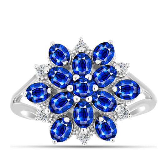 Silberring mit australischem blauem Saphir und weißem Topas