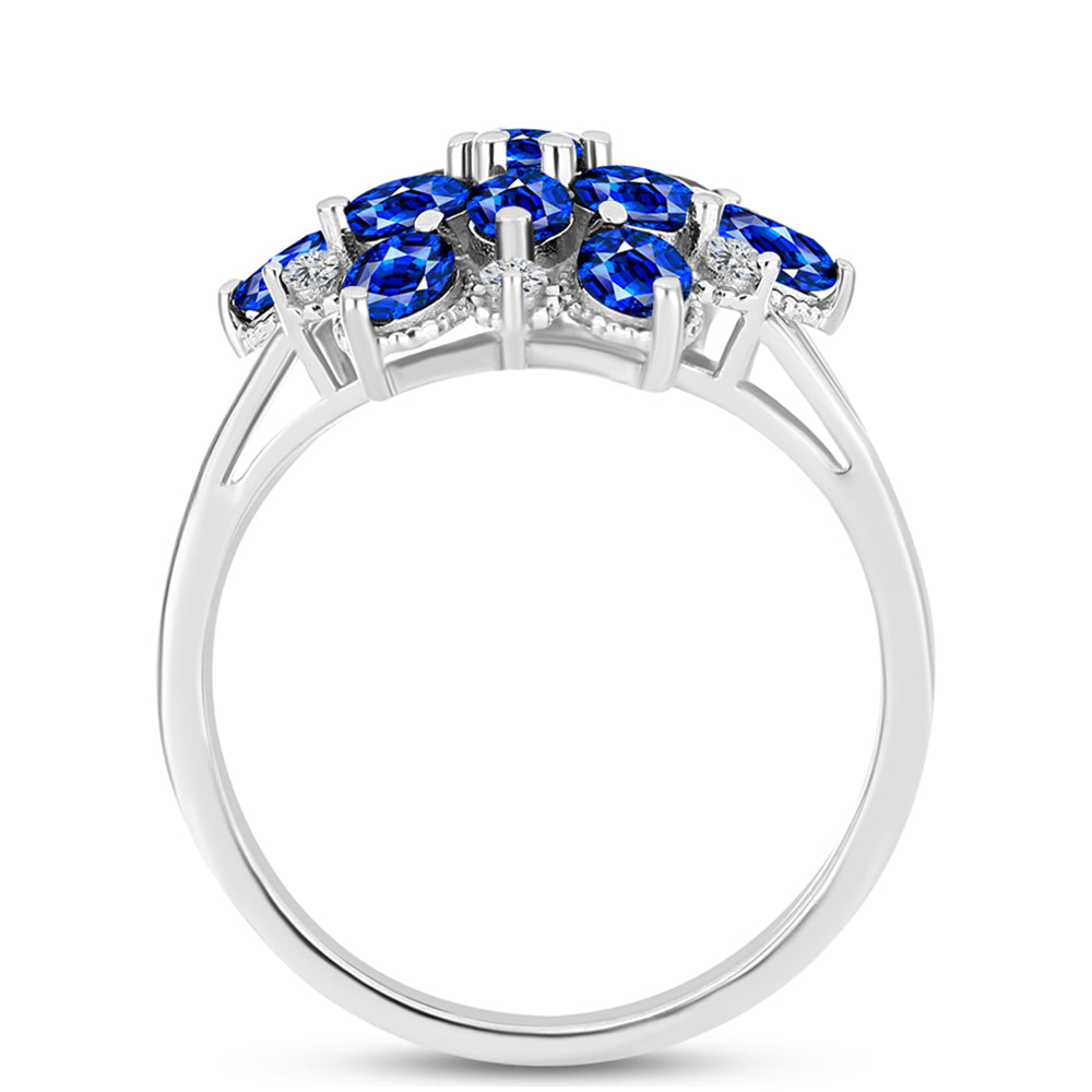 Silberring mit australischem blauem Saphir und weißem Topas