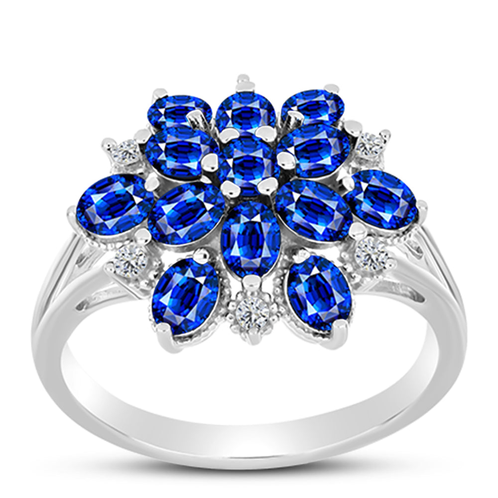 Silberring mit australischem blauem Saphir und weißem Topas