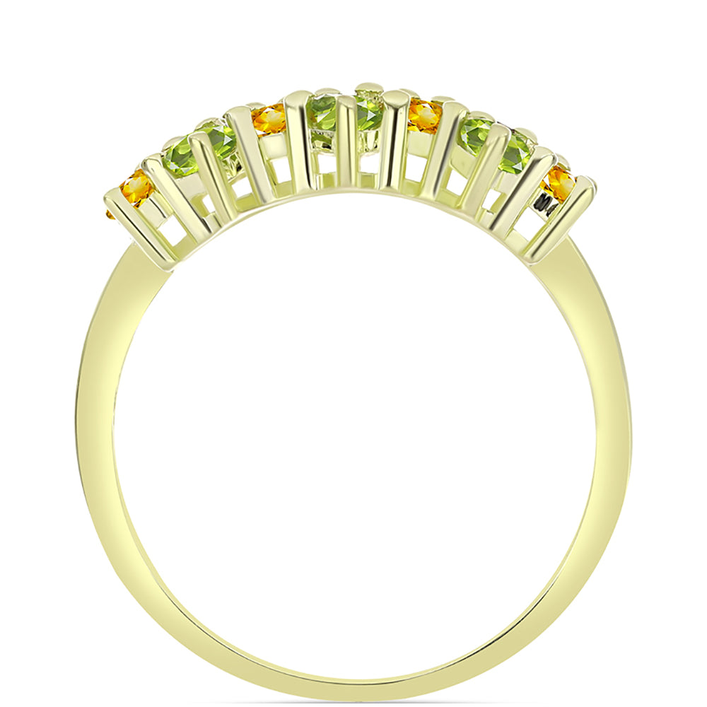 Goldplattierter Silberring mit marokkanischem Amethyst und Zitrin aus dem Ural 2 