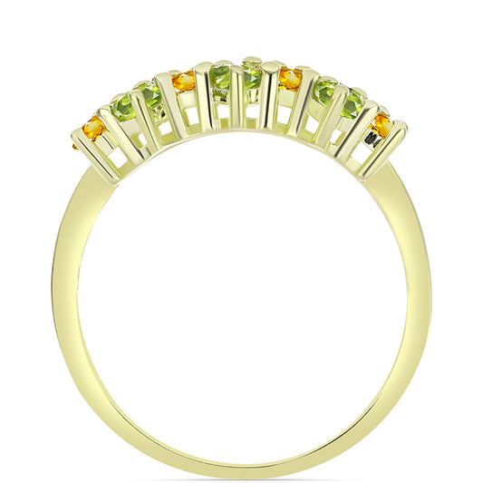 Goldplattierter Silberring mit marokkanischem Amethyst und Zitrin aus dem Ural