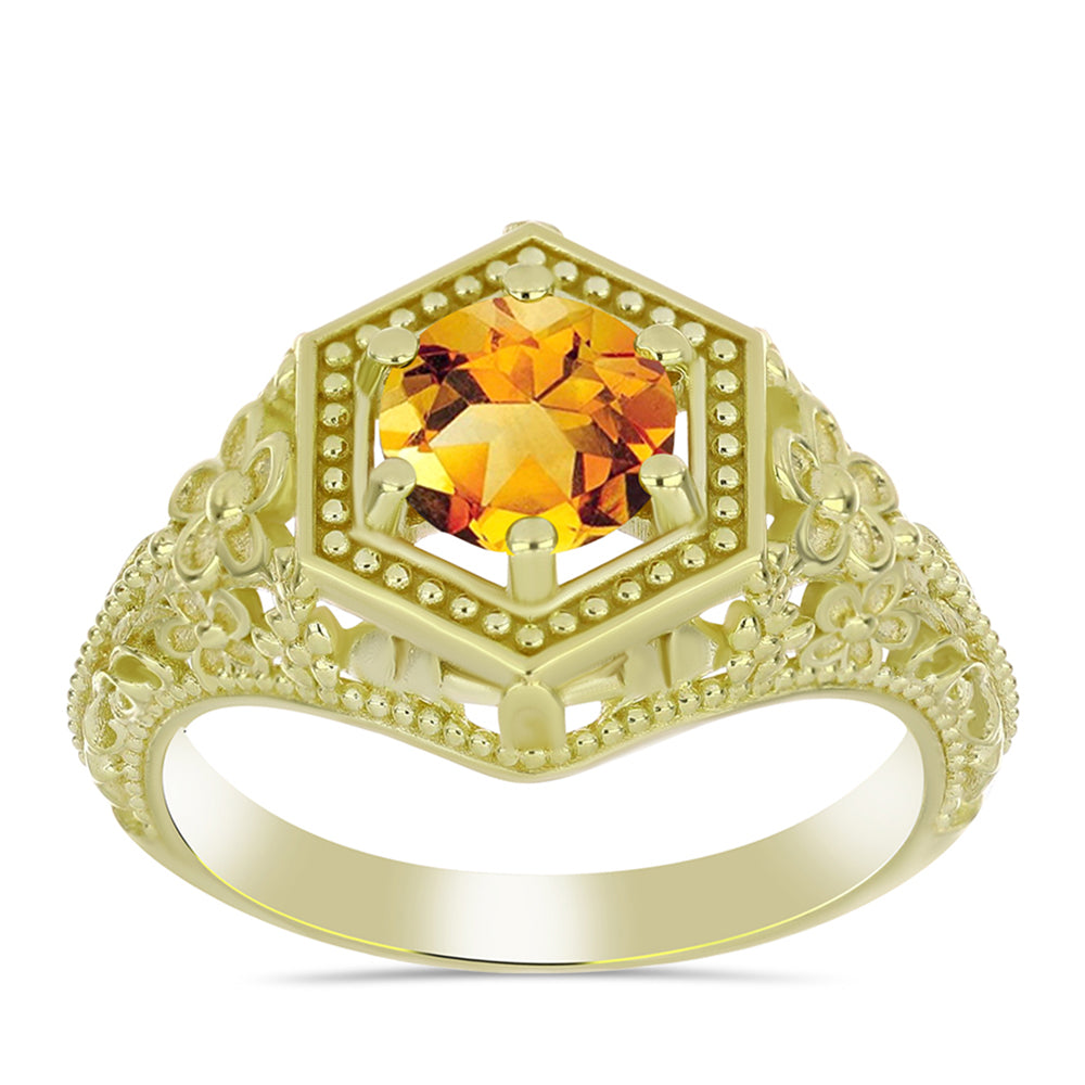 Goldplattierter Silberring mit goldfarbenem Rio Zitrin