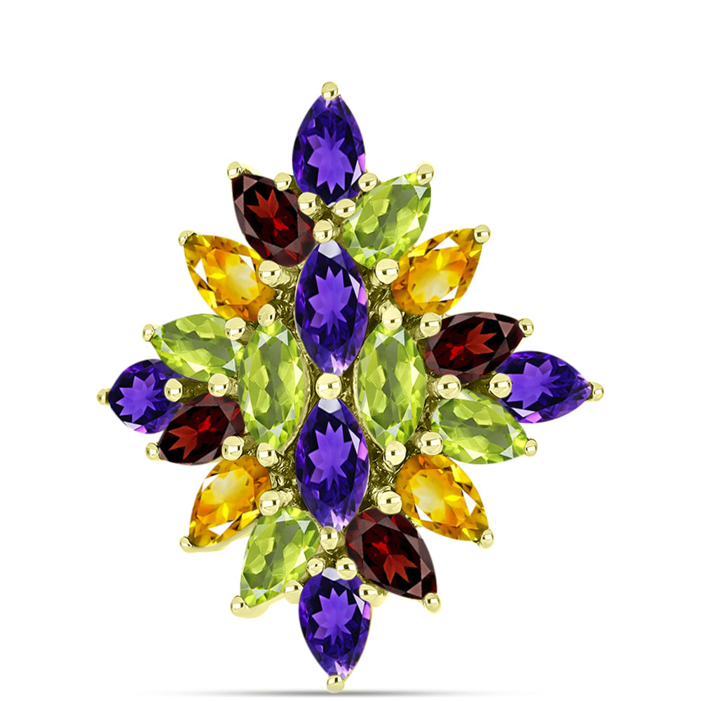 Goldplattierter Silberring mit marokkanischem Amethyst und Zitrin aus dem Ural 1 