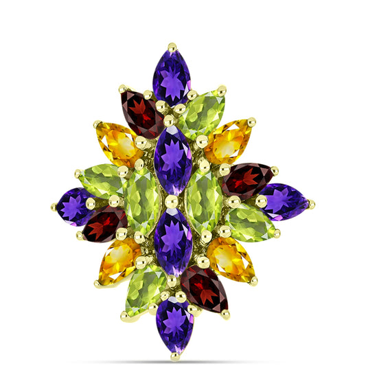 Goldplattierter Silberring mit marokkanischem Amethyst und Zitrin aus dem Ural