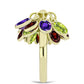 Goldplattierter Silberring mit marokkanischem Amethyst und Zitrin aus dem Ural
