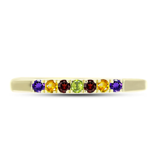 Goldplattierter Silberring mit marokkanischem Amethyst und Zitrin aus dem Ural