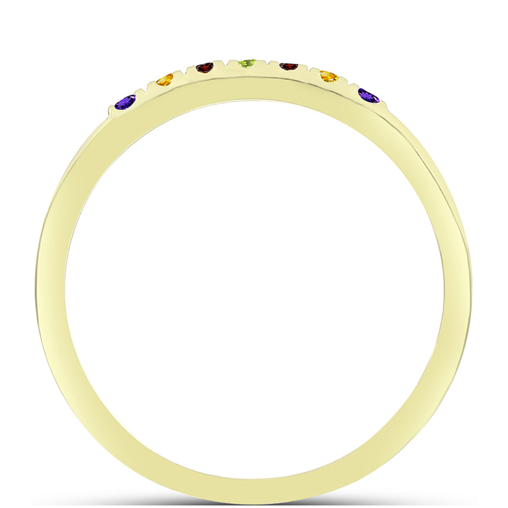 Goldplattierter Silberring mit marokkanischem Amethyst und Zitrin aus dem Ural