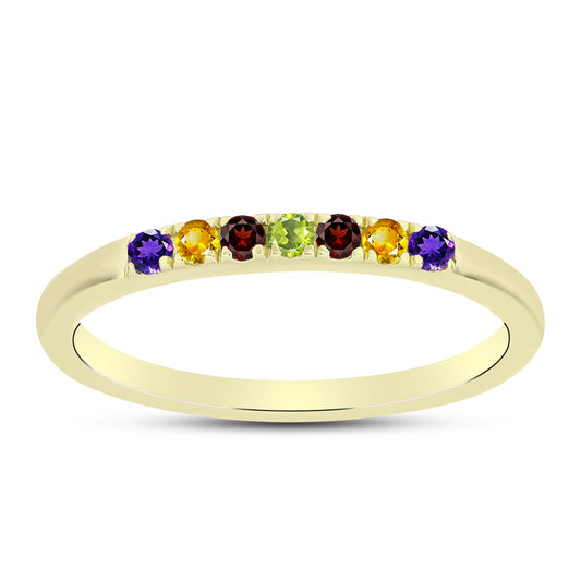 Goldplattierter Silberring mit marokkanischem Amethyst und Zitrin aus dem Ural