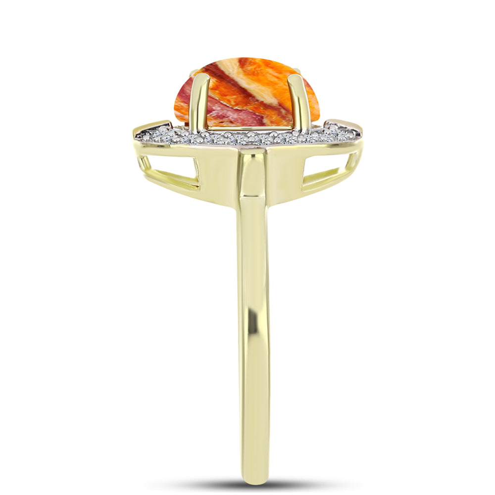 Goldplattierter Silberring mit Löwenpfoten-Jaspis und weißem Topas 4 
