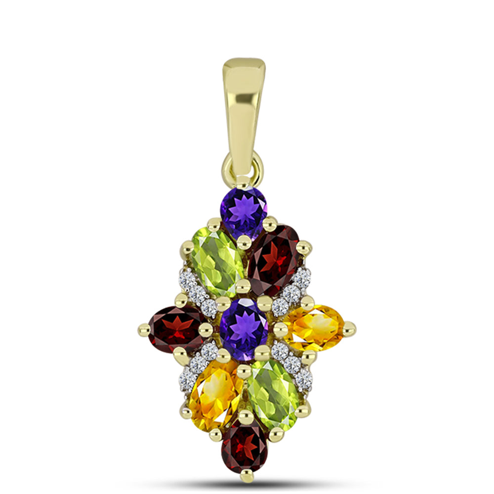 Goldplattierter Silberanhänger mit marokkanischem Amethyst und Zitrin aus dem Ural 1 