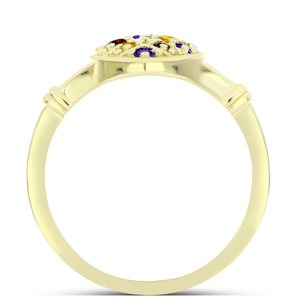 Goldplattierter Silberring mit marokkanischem Amethyst und Zitrin aus dem Ural