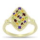 Goldplattierter Silberring mit marokkanischem Amethyst und Zitrin aus dem Ural
