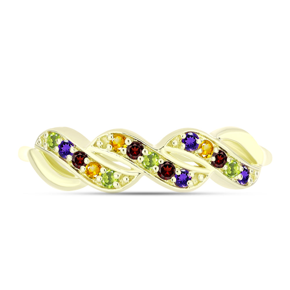 Goldplattierter Silberring mit marokkanischem Amethyst und Zitrin aus dem Ural 2 