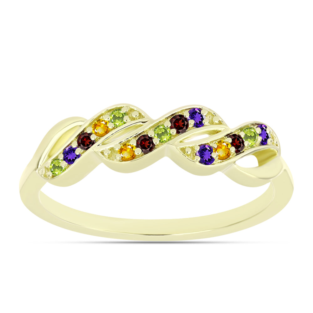 Goldplattierter Silberring mit marokkanischem Amethyst und Zitrin aus dem Ural 1 
