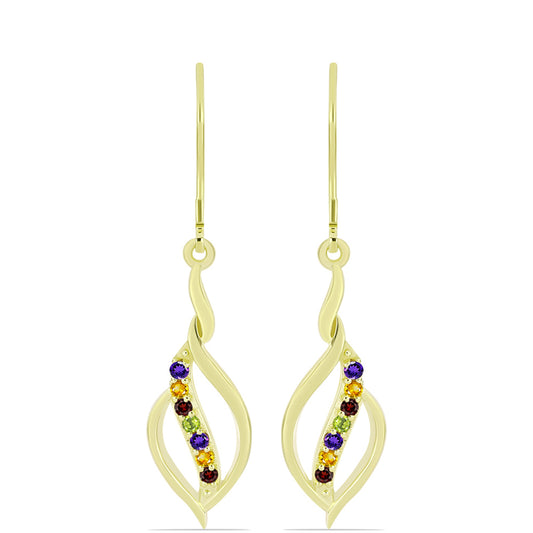 Goldplattierte Silberohrringe mit marokkanischem Amethyst und Zitrin aus dem Ural