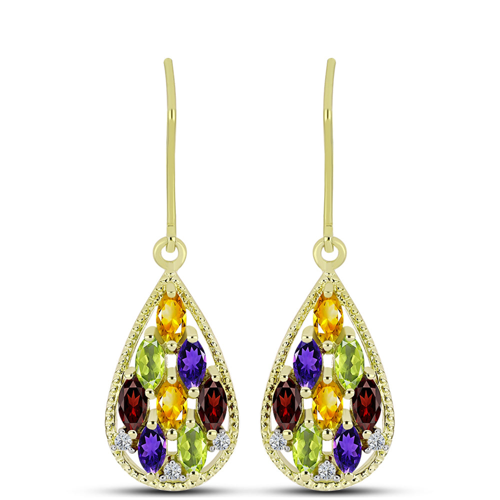 Goldplattierte Silberohrringe mit marokkanischem Amethyst und Zitrin aus dem Ural 1 