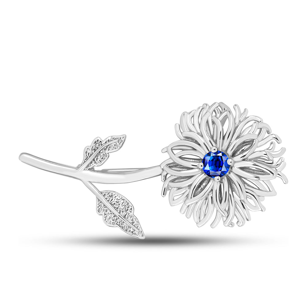 Silberbrosche mit australischem blauem Saphir 1 