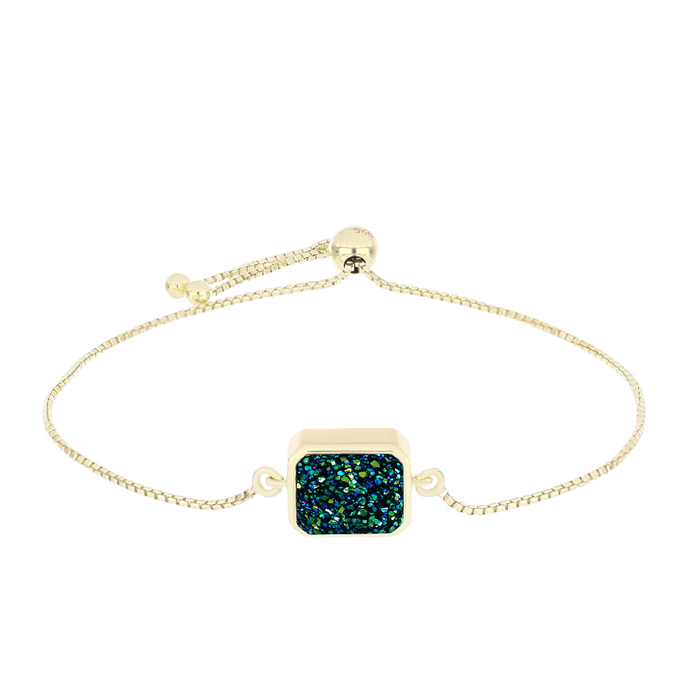 Goldplattiertes Silberarmband mit grüner Druse 1 
