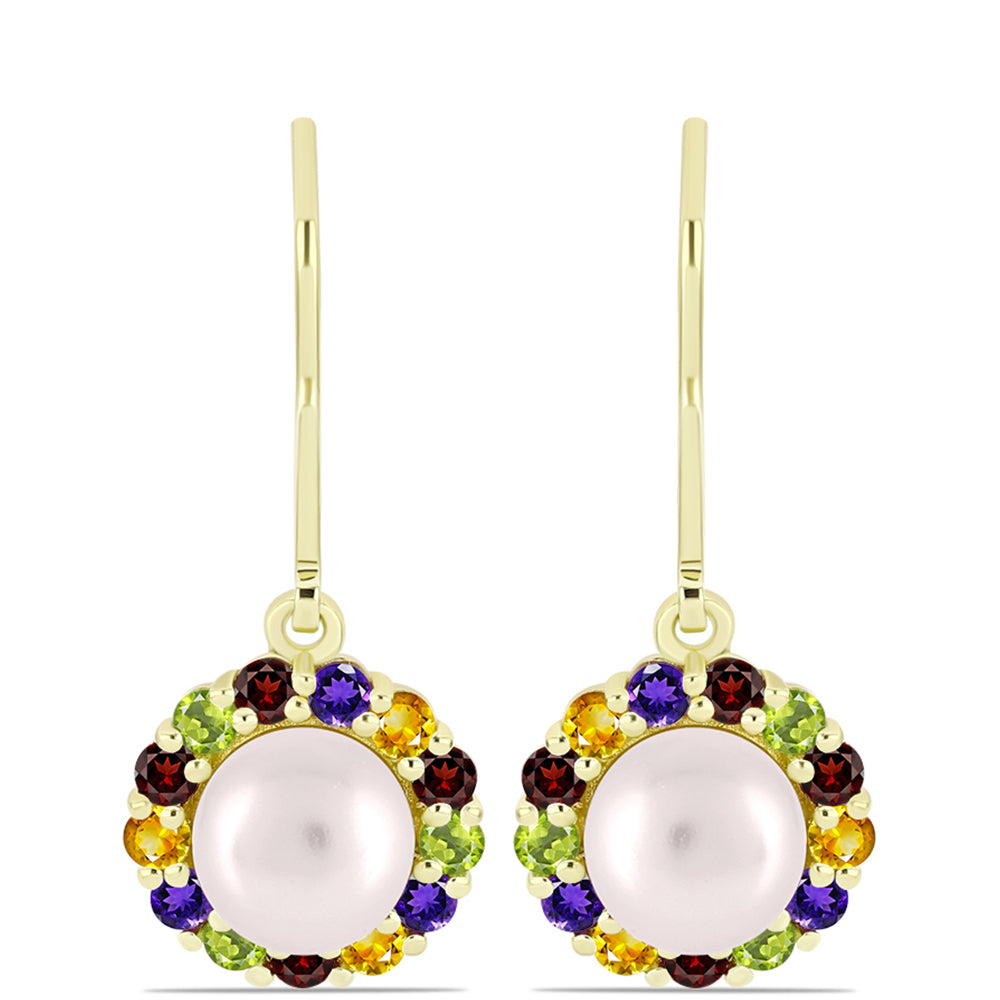 Goldplattierte Silberohrringe mit marokkanischem Amethyst und Zitrin aus dem Ural 1 