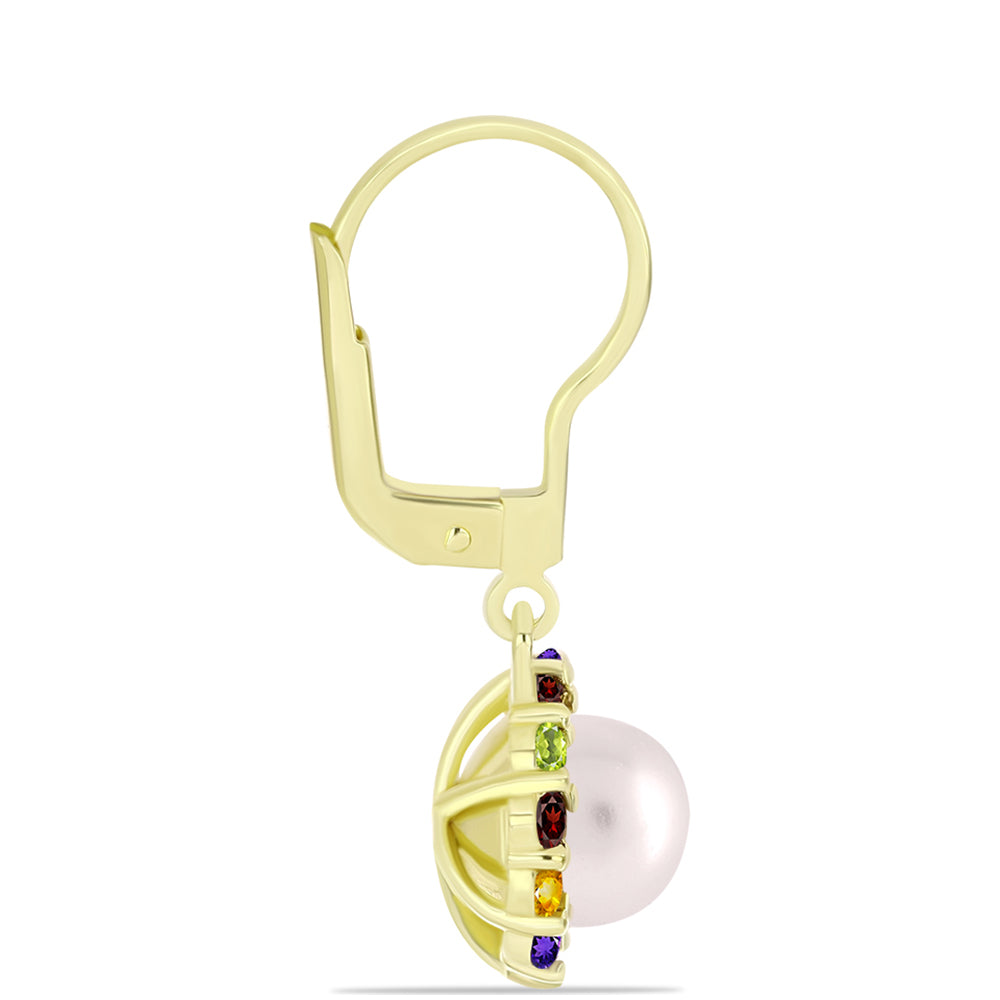 Goldplattierte Silberohrringe mit marokkanischem Amethyst und Zitrin aus dem Ural 2 