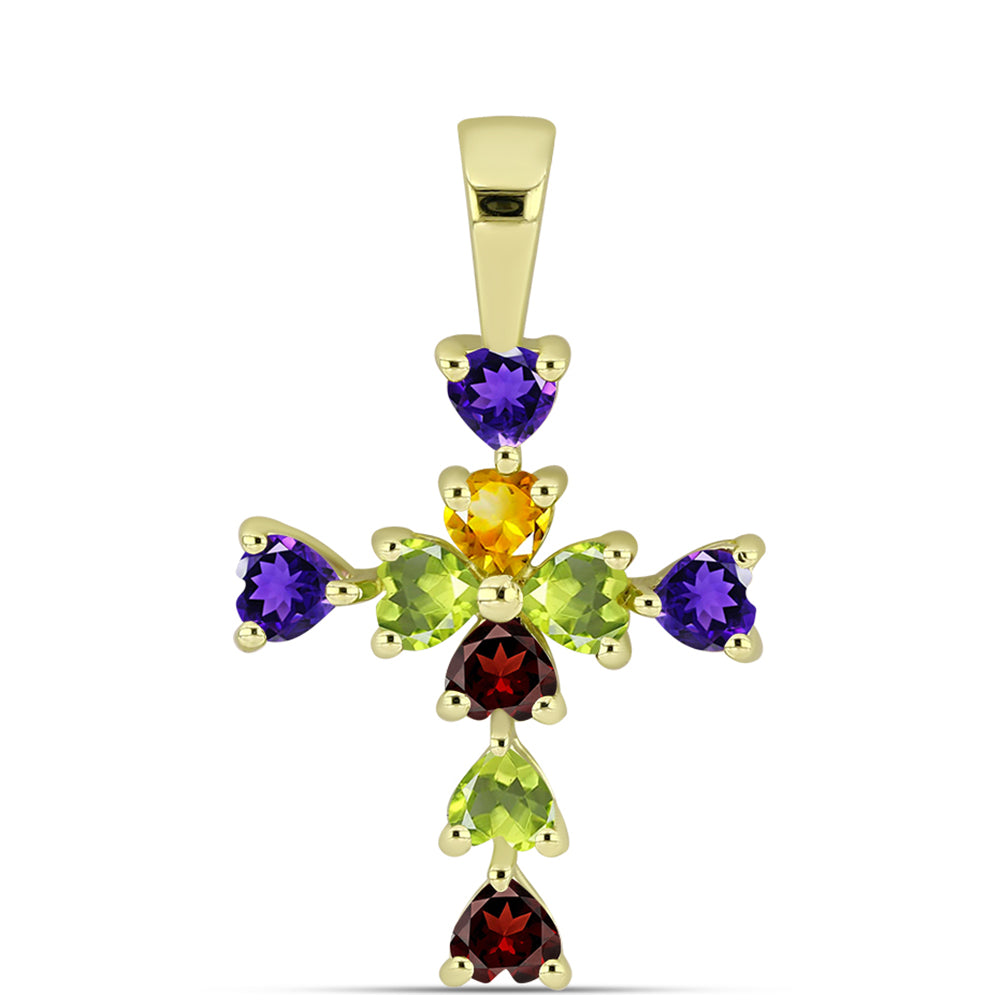 Goldplattierter Silberanhänger mit marokkanischem Amethyst und Zitrin aus dem Ural 1 