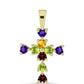 Goldplattierter Silberanhänger mit marokkanischem Amethyst und Zitrin aus dem Ural