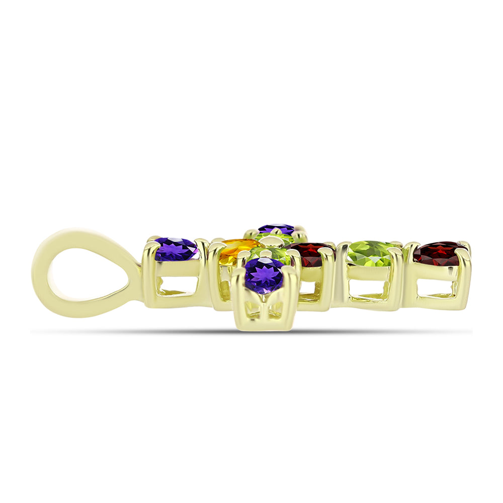 Goldplattierter Silberanhänger mit marokkanischem Amethyst und Zitrin aus dem Ural 2 