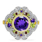 Goldplattierter Silberring mit marokkanischem Amethyst und Zitrin aus dem Ural