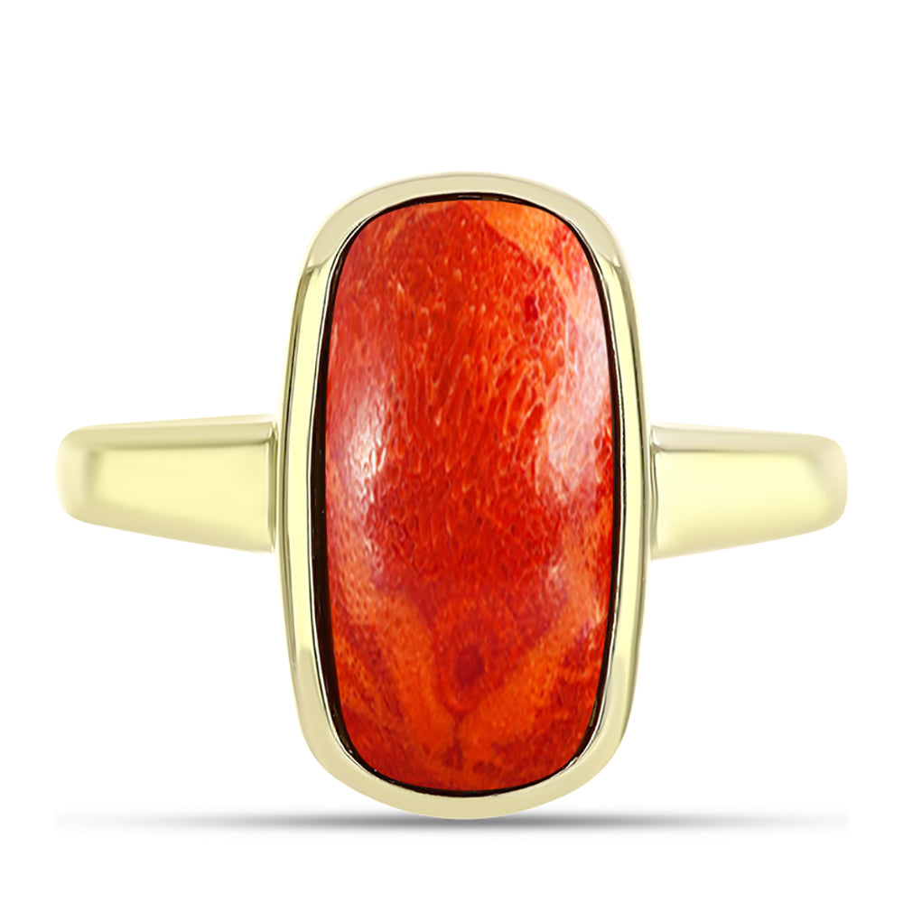 Goldplattierter Silberring mit roter Schwammkoralle 1 