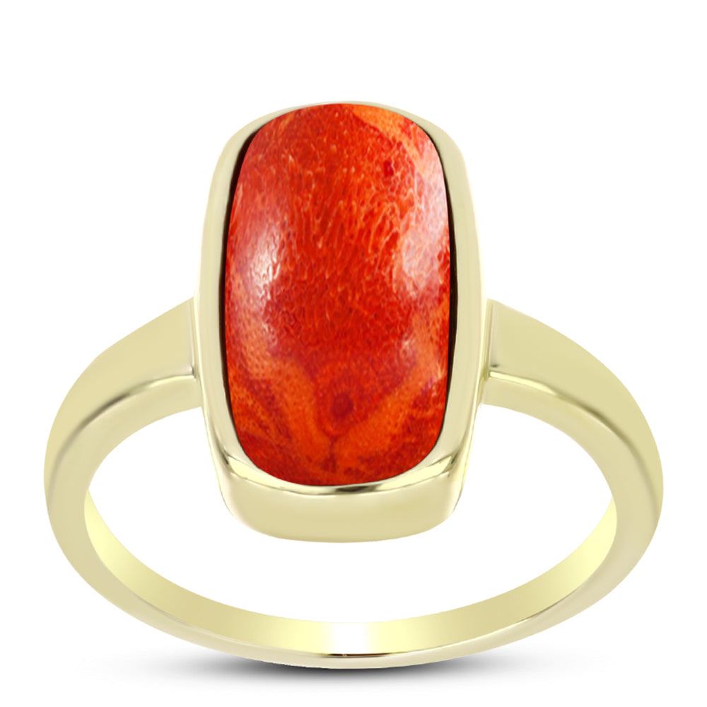 Goldplattierter Silberring mit roter Schwammkoralle