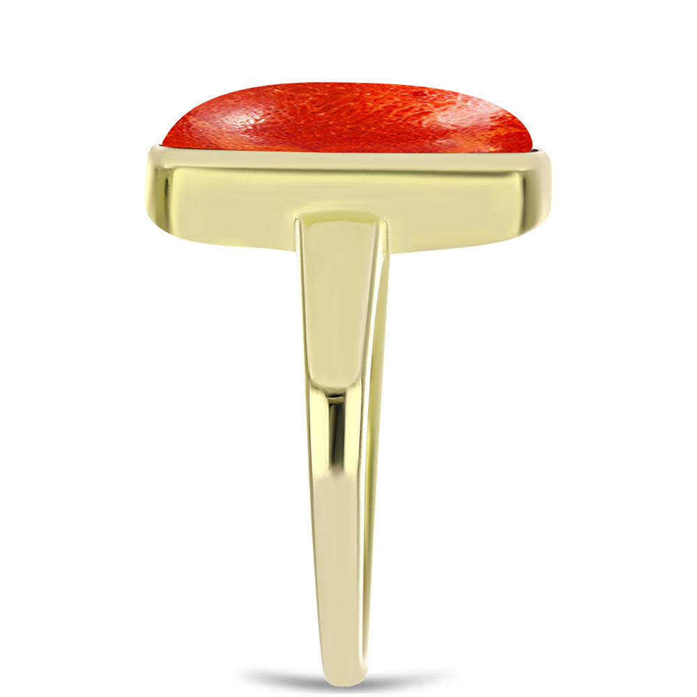Goldplattierter Silberring mit roter Schwammkoralle 4 