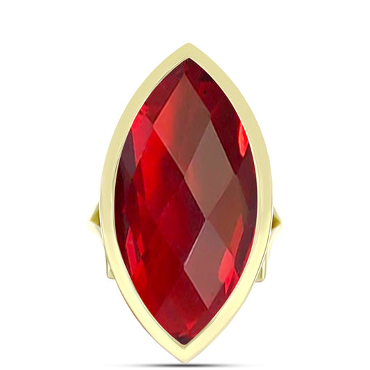 Goldplattierter Silberring mit rotem Achat