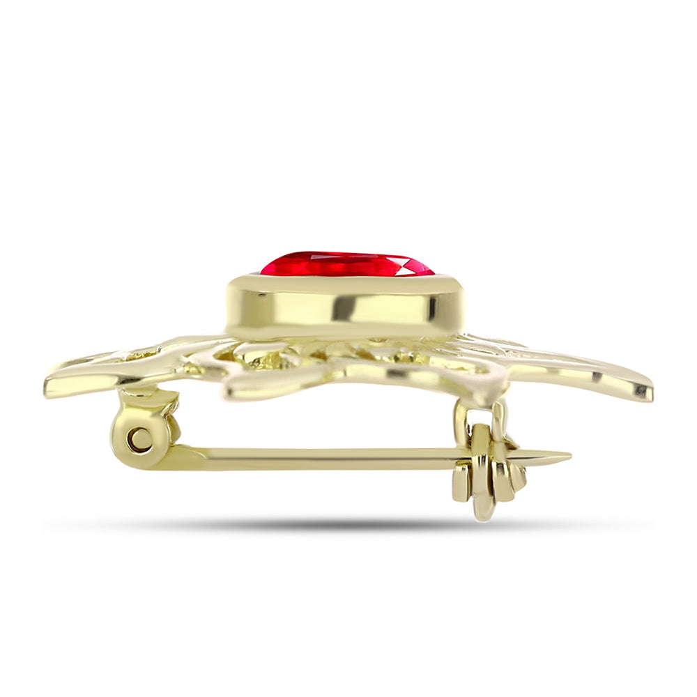 Goldplattierte Silberbrosche mit rotem Achat