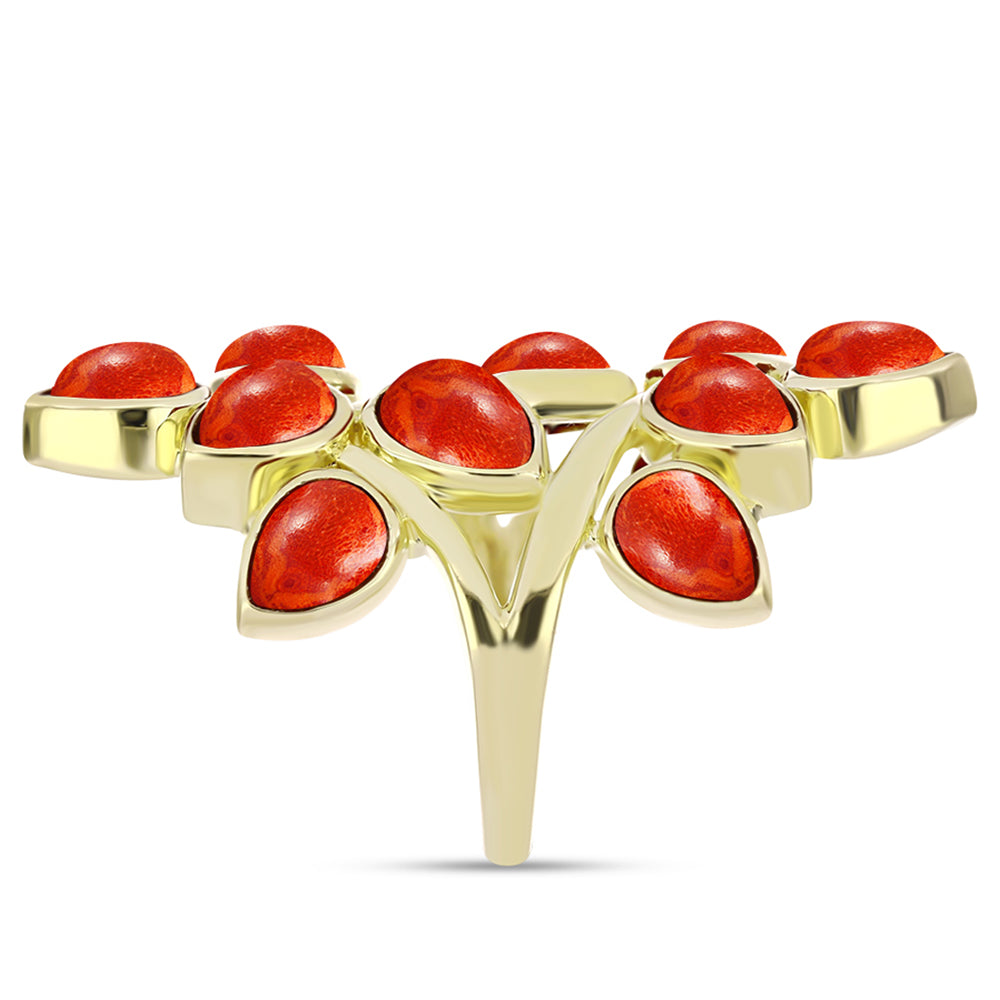 Goldplattierter Silberring mit roter Schwammkoralle