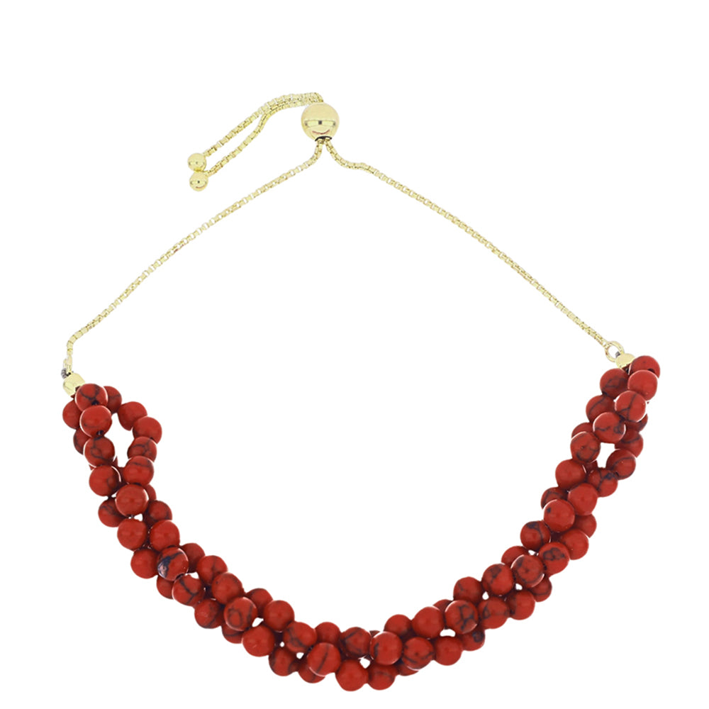 Goldplattiertes Silberarmband mit roter Schwammkoralle 1 