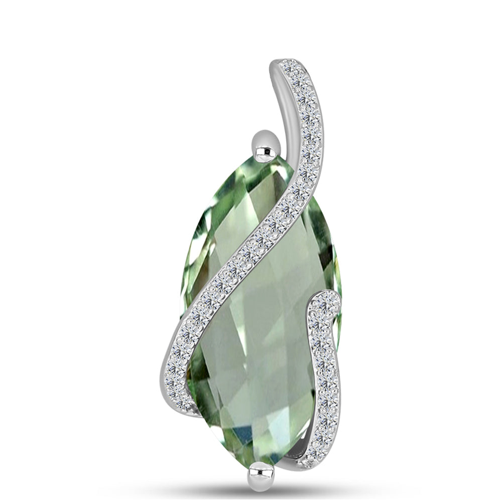 Silberanhänger mit grünem Amethyst und weißem Topas