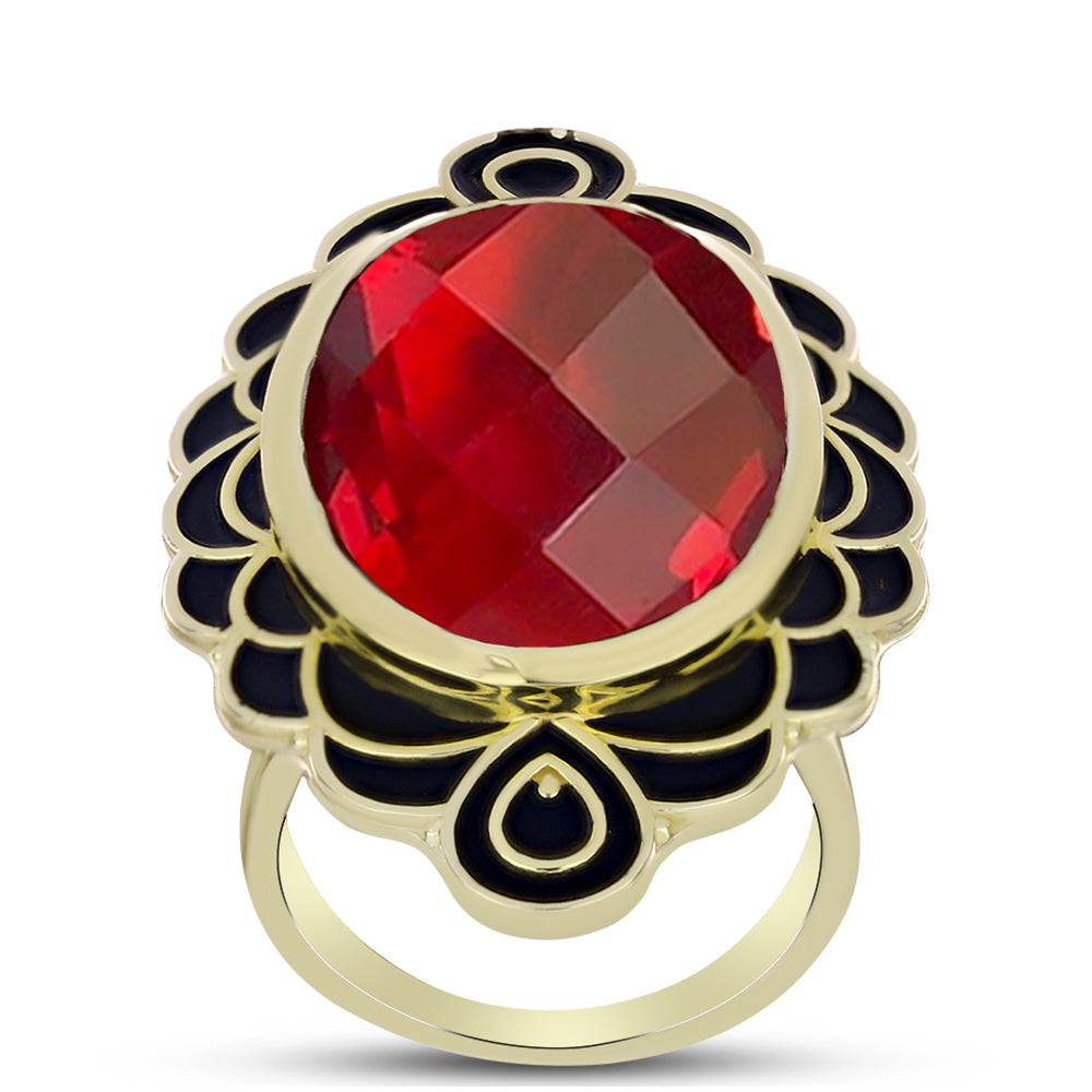 Goldplattierter Silberring mit rotem Achat 3 
