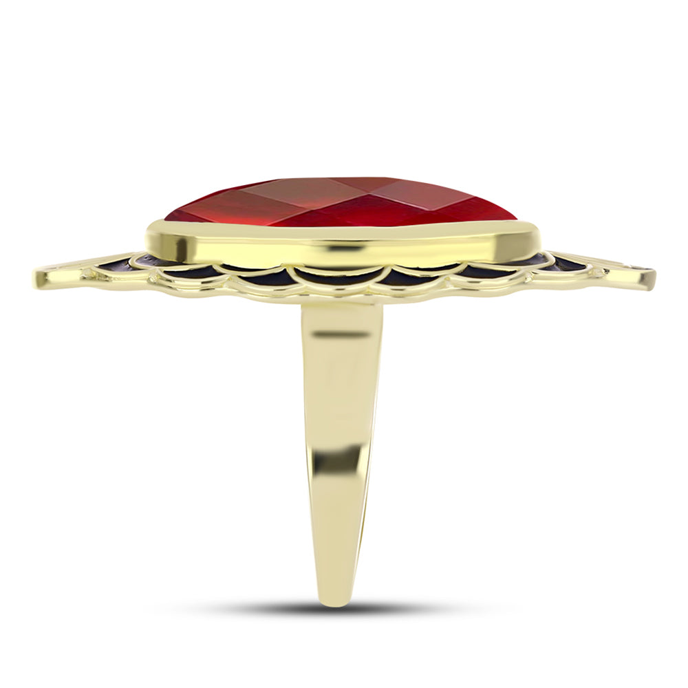 Goldplattierter Silberring mit rotem Achat 4 