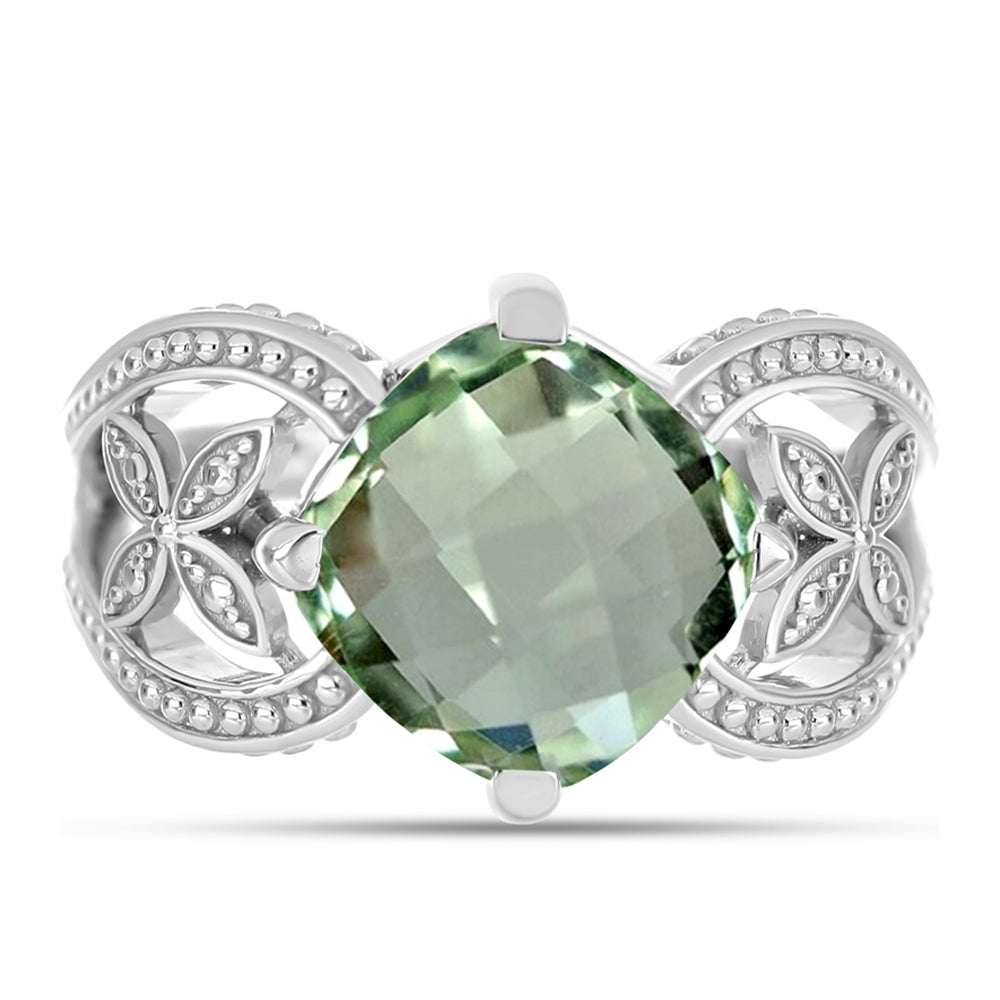 Silberring mit grünem Amethyst 1 