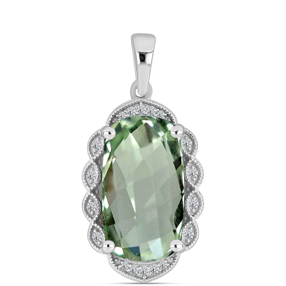 Silberanhänger mit grünem Amethyst und weißem Topas 1 