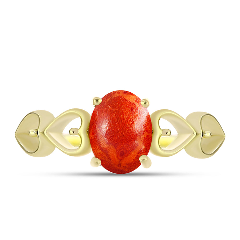 Goldplattierter Silberring mit roter Schwammkoralle