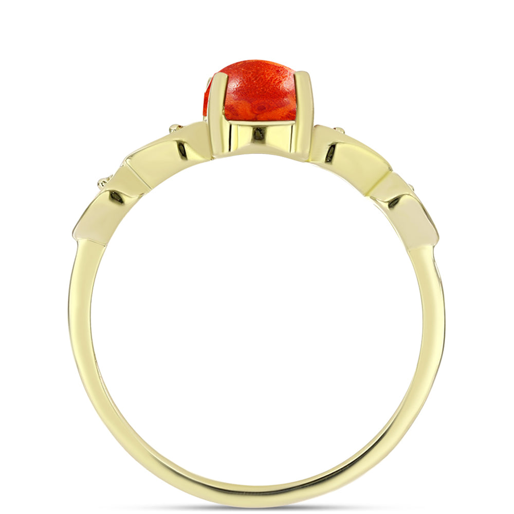 Goldplattierter Silberring mit roter Schwammkoralle
