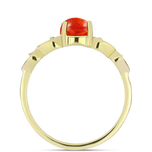 Goldplattierter Silberring mit roter Schwammkoralle