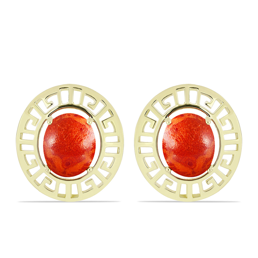Goldplattierte Silberohrringe mit roter Schwammkoralle