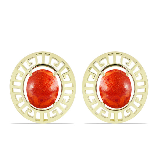 Goldplattierte Silberohrringe mit roter Schwammkoralle