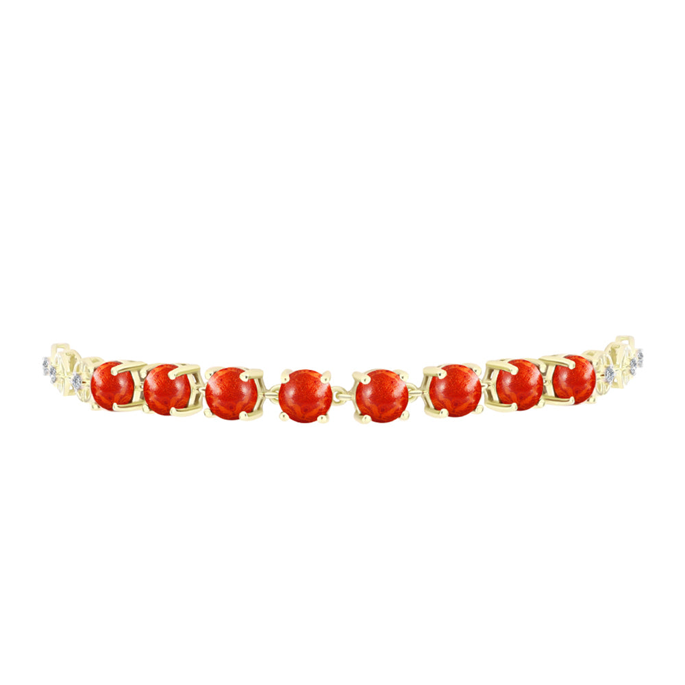 Goldplattiertes Silberarmband mit roter Schwammkoralle und weißem Topas 2 