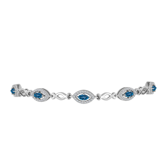 Silberarmband mit londonblauem Topas und weißem Topas