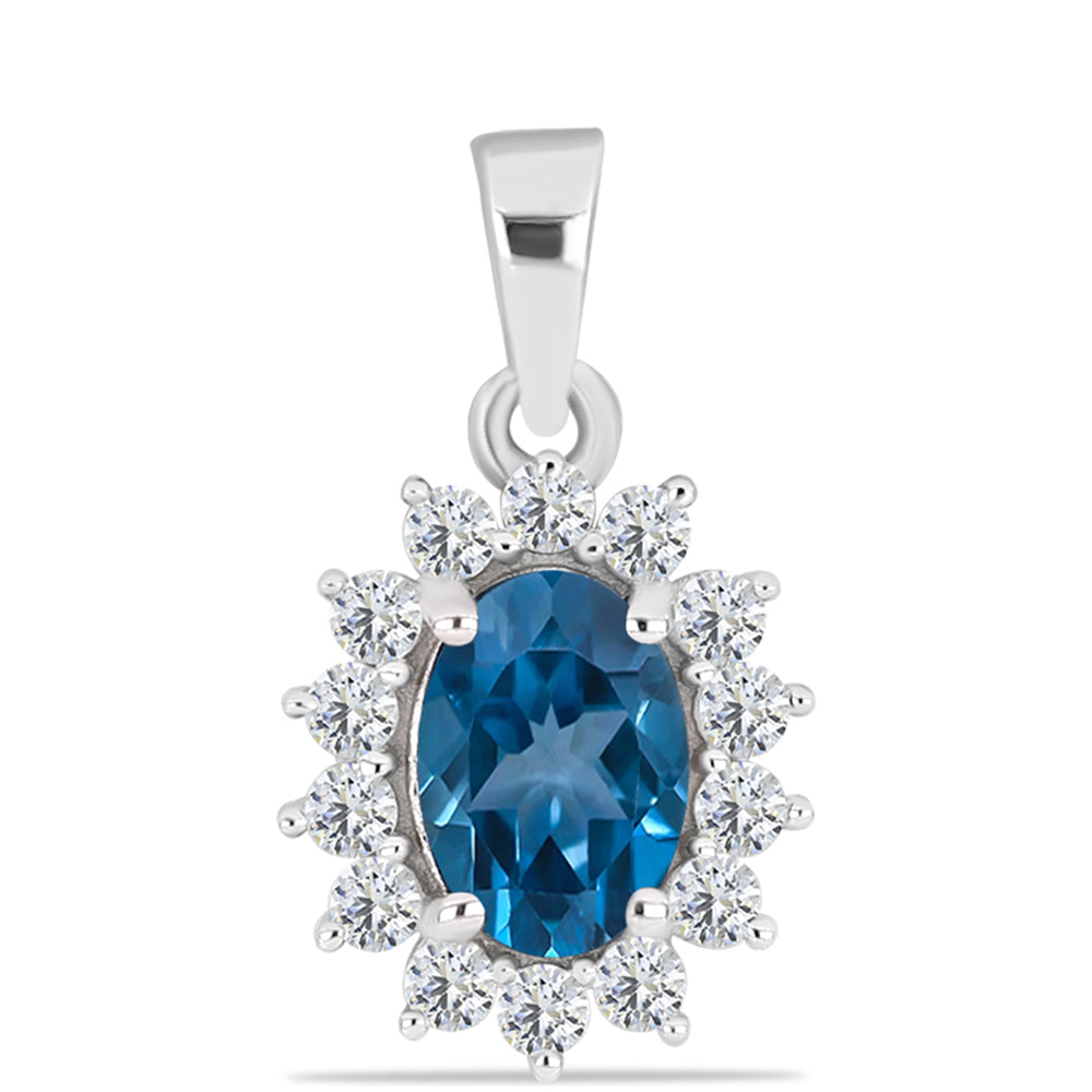 Silberanhänger mit londonblauem Topas und weißem Topas